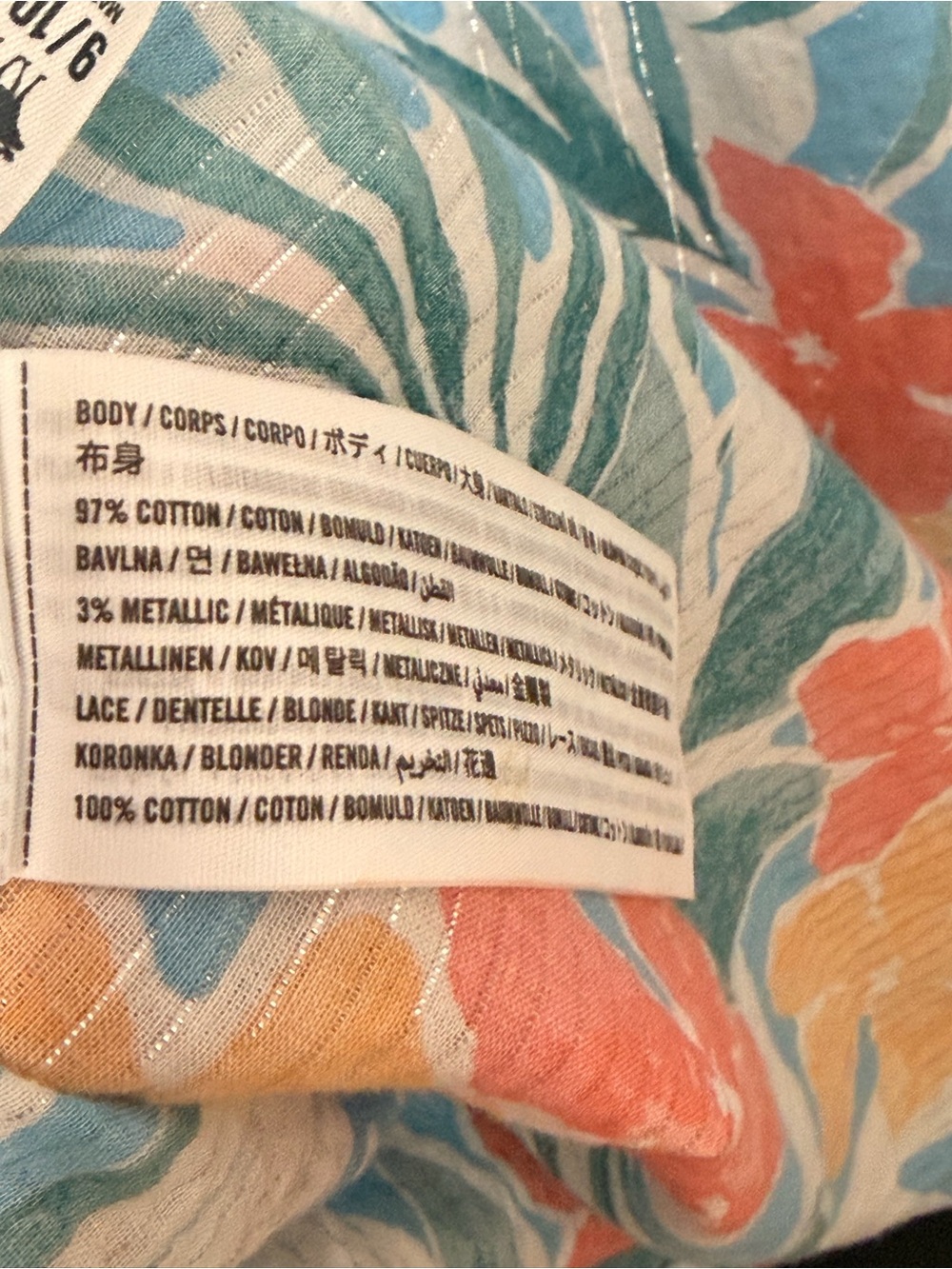 Abercrombie Kids Tropical Floral Dress Lace Trim Blue Yellow Orange Girls Med - Picture 4 of 5